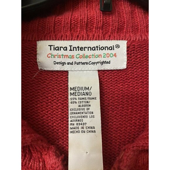 Tiara International Christmas Collection 2004 Red Snowman Cardigan Sweater M - Picture 4 of 7
